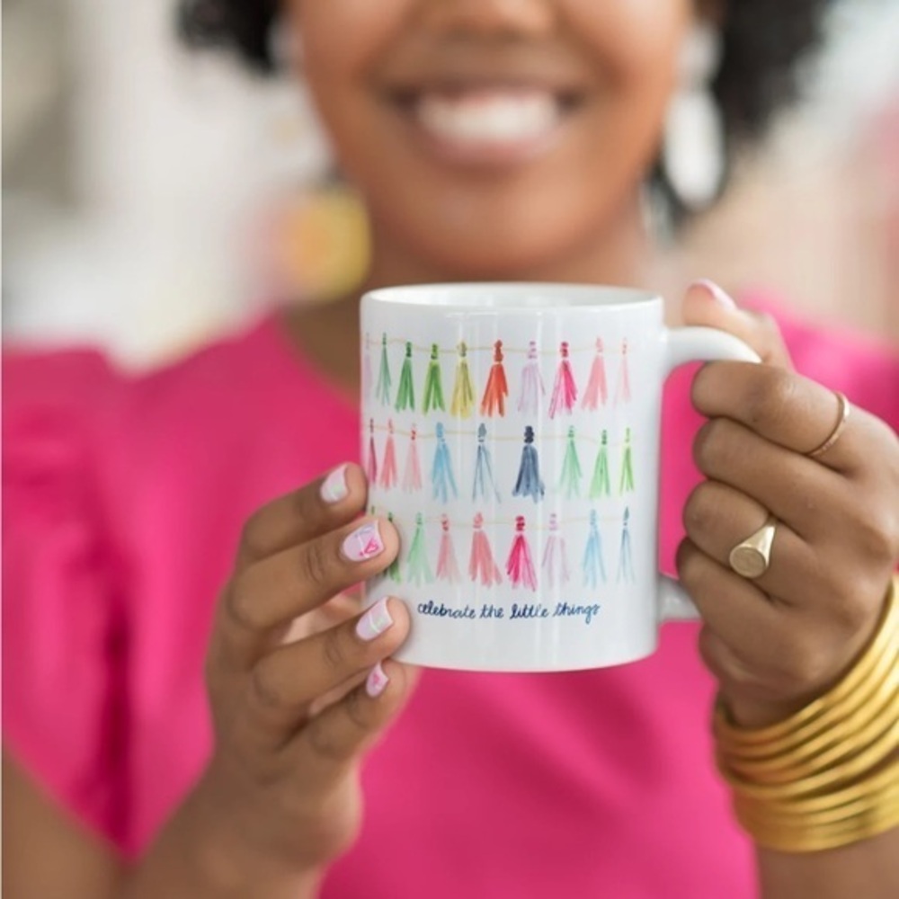 PARTY CONFETTI TINY TASSEL EVELYN HENSON COFFEE TEA MUG